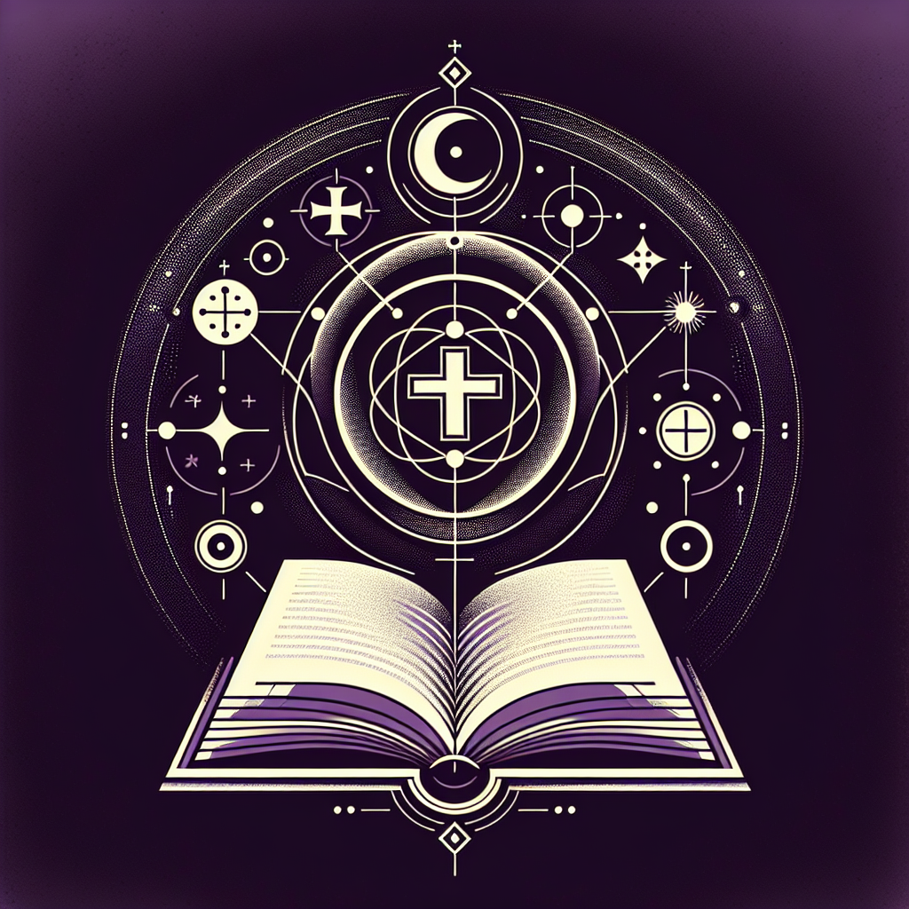 Open book with glowing pages and sacred symbols representing scriptural storytelling